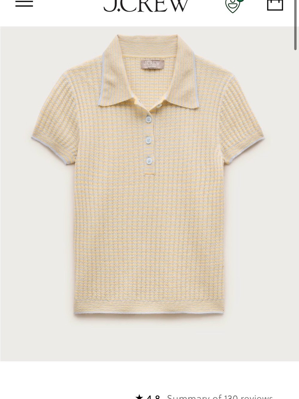 J. Crew Yellow and Light Blue Short-Sleeve Cashmere Polo